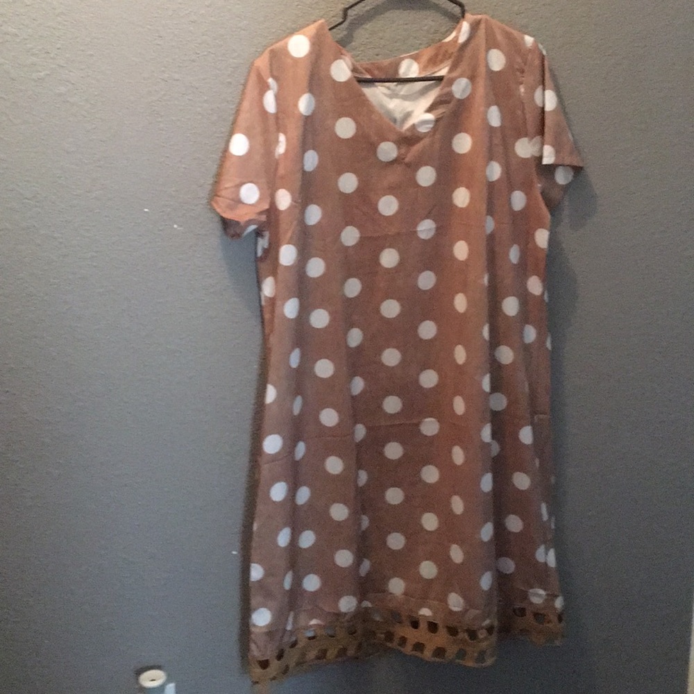 Tan polkadot dress